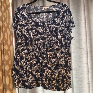 Blue/White Floral Top